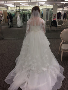 Oleg Cassini 'Organza 3/4 Sleeved' size 12 new wedding dress back view on bride