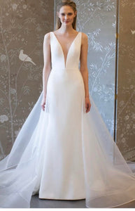 Romona Keveza '8400' size 8 used wedding dress front view on model