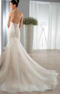 Demetrios '590' size 12 new wedding dress back view on model