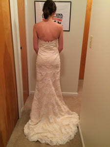BHLDN 'Honora' size 2 used wedding dress back view on bride