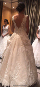 Pronovias 'Devany' size 6 used wedding dress back view on bride