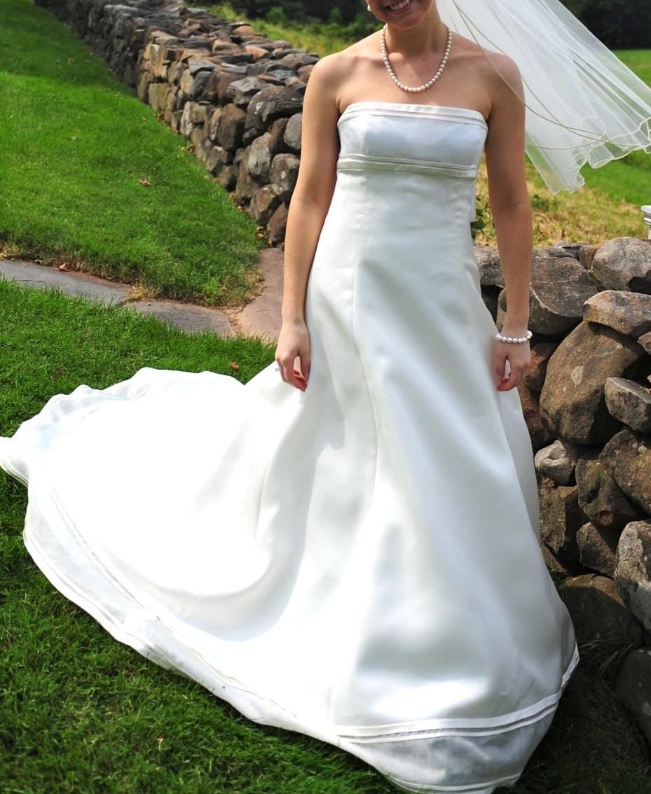 Vera Wang 'Emily' size 8 used wedding dress front view on bride