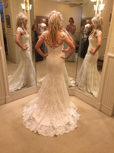 Romona Keveza 'L5101' size 2 used wedding dress back view on bride