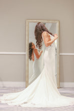 Load image into Gallery viewer, Custom &#39;Fit And Flare&#39; size 2 used wedding dress side view on bride
