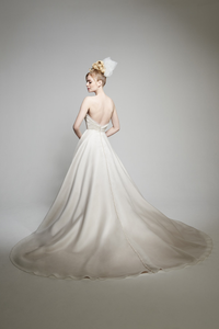 Matthew Christopher 'Abigail' size 12 used wedding dress back view on model