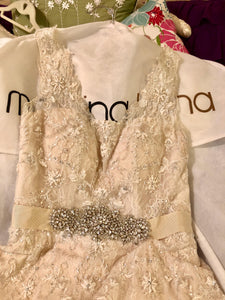 Martina Liana 'Charlotte' size 10 used wedding dress front view flat