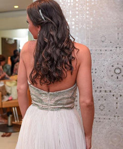 Hayley Paige 'Dani' size 12 used wedding dress back view on bride