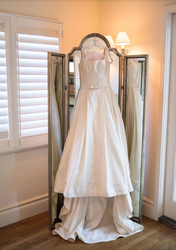 Madison James 'MJ05' size 8 used wedding dress front view on hanger