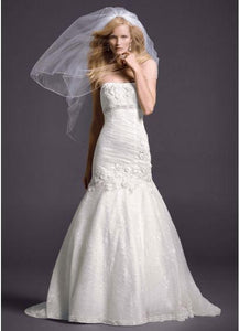 Oleg Cassini 'CWG377' size 14 new wedding dress front view on model