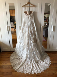 Watters 'Lyric 3012B' size 12 used wedding dress back view on hanger