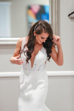 Load image into Gallery viewer, Custom &#39;Fit And Flare&#39; size 2 used wedding dress front view on bride
