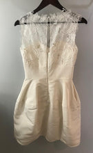 Load image into Gallery viewer, Oscar De La Renta &#39;Catherine Embroidered Silk Faille&#39; size 4 used wedding dress back view on hanger
