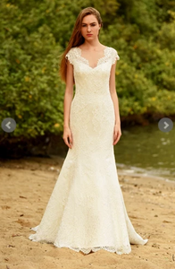Augusta Jones 'Channing' size 16 sample wedding dress front view on model