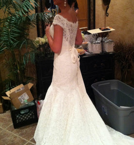 Maggie Sottero 'Amara Rose' size 6 used wedding dress back view on bride