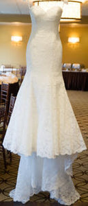 Dennis Basso '1174' size 6 used wedding dress front view on hanger