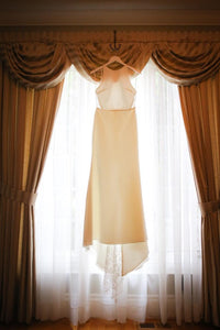 Sarah Seven 'Piedmont' size 0 used wedding dress front view on hanger