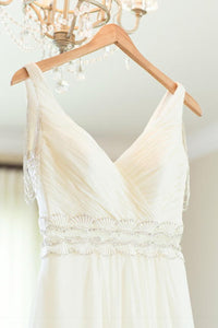 Kelly Faetanini 'Emeline' size 4 used wedding dress front view close up on hanger