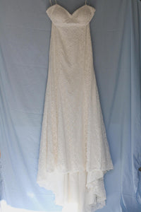 Alfred Angelo '8528' size 8 sample wedding dress front view on hanger