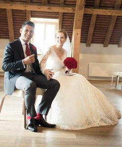 Elie Saab 'Birgit' size 6 used wedding dress front view on bride