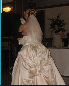 Jasmine 'Princess' size 2 used wedding dress back view on bride