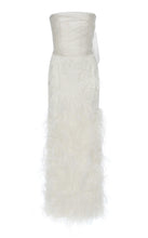 Load image into Gallery viewer, Marchesa &#39;Ostrich Feathered&#39; size 4 used wedding dress front view on hanger
