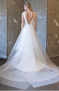 Romona Keveza '8400' size 8 used wedding dress back view on model