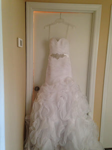 Allure 'W353' size 6 used wedding dress front view on bride