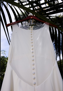 Amsale 'Heather' size 6 used wedding dress back view on hanger
