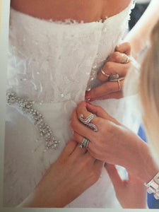 Monique Lhuillier 'Aspen' size 2 used wedding dress back view on bride