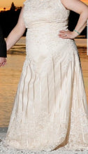 Load image into Gallery viewer, Custom &#39;Column Lace&#39; size 16 new wedding dress front view on bride
