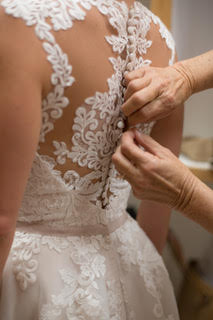 Stella York ''6391' size 4 used wedding dress back view on bride