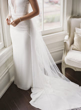 Load image into Gallery viewer, Donatella Piccaretta &#39;Plunging V-neck Sheath Wedding Dress and Tulle Cape&#39;
