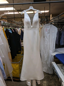 Romona Keveza '8400' size 8 used wedding dress front view on hanger