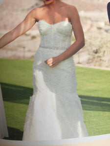 Monique Lhuillier 'Aspen' size 2 used wedding dress front view on bride