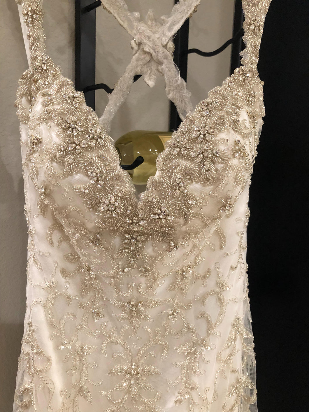Kitty Chen 'Evelyn' size 2 used wedding dress front view on hanger
