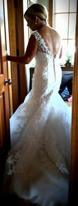 Casablanca 'Imperial' size 8 used wedding dress back view on bride