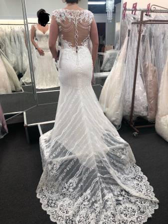 Mon Cheri Bridal 'Eden' size 10 used wedding dress back view on bride