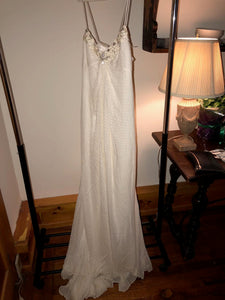Carolina Herrera 'Chiffon' size 12 used wedding dress front view on hanger