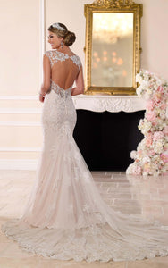 Stella York 'Romantic Lace' size 8 used wedding dress back view on model
