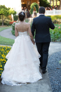 Martina Liana '821' size 8 used wedding dress back view on bride
