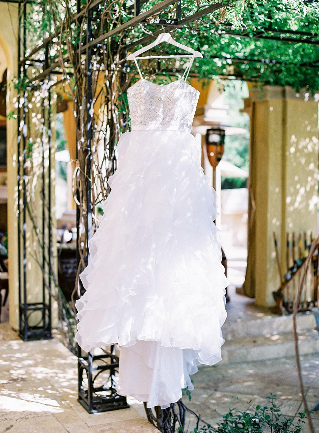 Allure Bridals '9110' size 12 sample wedding dress front view on hanger