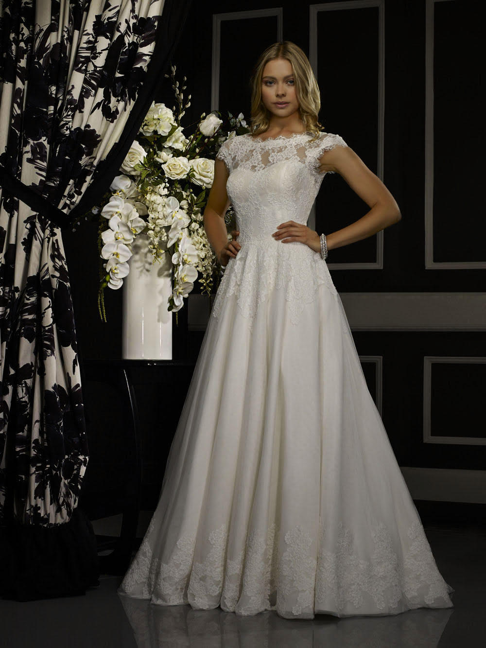 Robert Bullock 'Amaris' size 4 used wedding dress front view on model