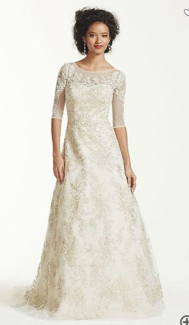 Oleg Cassini 'CWG630' size 6 new wedding dress front view on model
