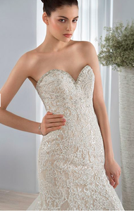 Demetrios '590' size 12 new wedding dress front view on model