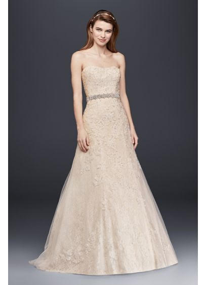 David's Bridal 'Jewel WG3755' size 00 used wedding dress front view on model