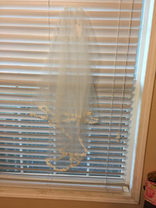David's Bridal 'Strapless' size 14 new wedding dress view of veil