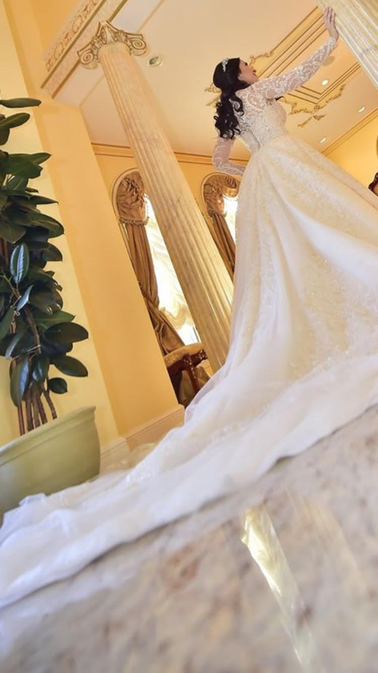 Maria Farabinni 'Isabella' size 4 used wedding dress back view on bride