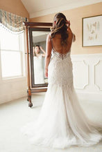 Load image into Gallery viewer, Badgley Mischka &#39;Ariana&#39; size 6 used wedding dress  back view on bride
