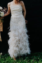 Load image into Gallery viewer, Marchesa &#39;Ostrich Feathered&#39; size 4 used wedding dress front view on bride
