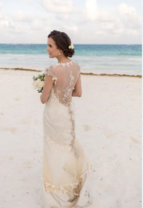 Claire Pettibone 'Viola' size 2 used wedding dress back view on bride